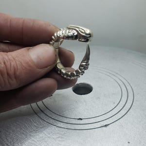 Xenomorph Alien Ring – Handmade from .999 Fine Silver – Size 10.5 – Sci-Fi Inspired, Semi-Adjustable, 21.5g Polished or Patina available.