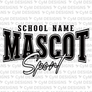 CUSTOM Varsity spirit school name DTF Sublimation PNG Digital| football, baseball, cheer, soccer, softball, track, cross country, golf