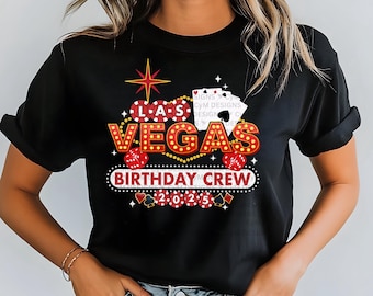 Las Vegas 2025 Birthday Crew | party friends gambling poker cards   PNG DTF Sublimation