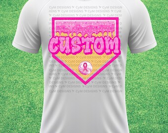 Niestandardowy dip baseballowy na rzecz świadomości raka piersi Pink Out | Duch szkoły, październik, różowy, gofry, lody, kapanie, posypka