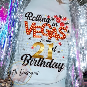 Las Vegas 2025 C'est mon 21e anniversaire | Faire la fête entre amis jouant aux cartes de poker PNG DTF Sublimation