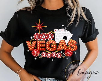 Las Vegas 2026 Wycieczka Wakacje Rodzina Urodziny Ślub Kuzyn Panieński Kawaler| Impreza Przyjaciele Hazard Poker Karty PNG Sublimacja DTF