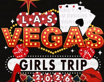 Wycieczka dla dziewczyn do Las Vegas 2026 | impreza, przyjaciele, hazard, karty pokerowe, PNG, sublimacja DTF