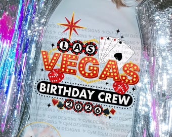 Ekipa urodzinowa Las Vegas 2026 | impreza dla przyjaciół, karty do pokera, hazard PNG DTF Sublimacja
