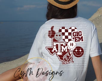 CUSTOM Texas University College High School Collage  pocket DTF Sublimation PNG Digital Design | football, baseball, soccer, sports, smile