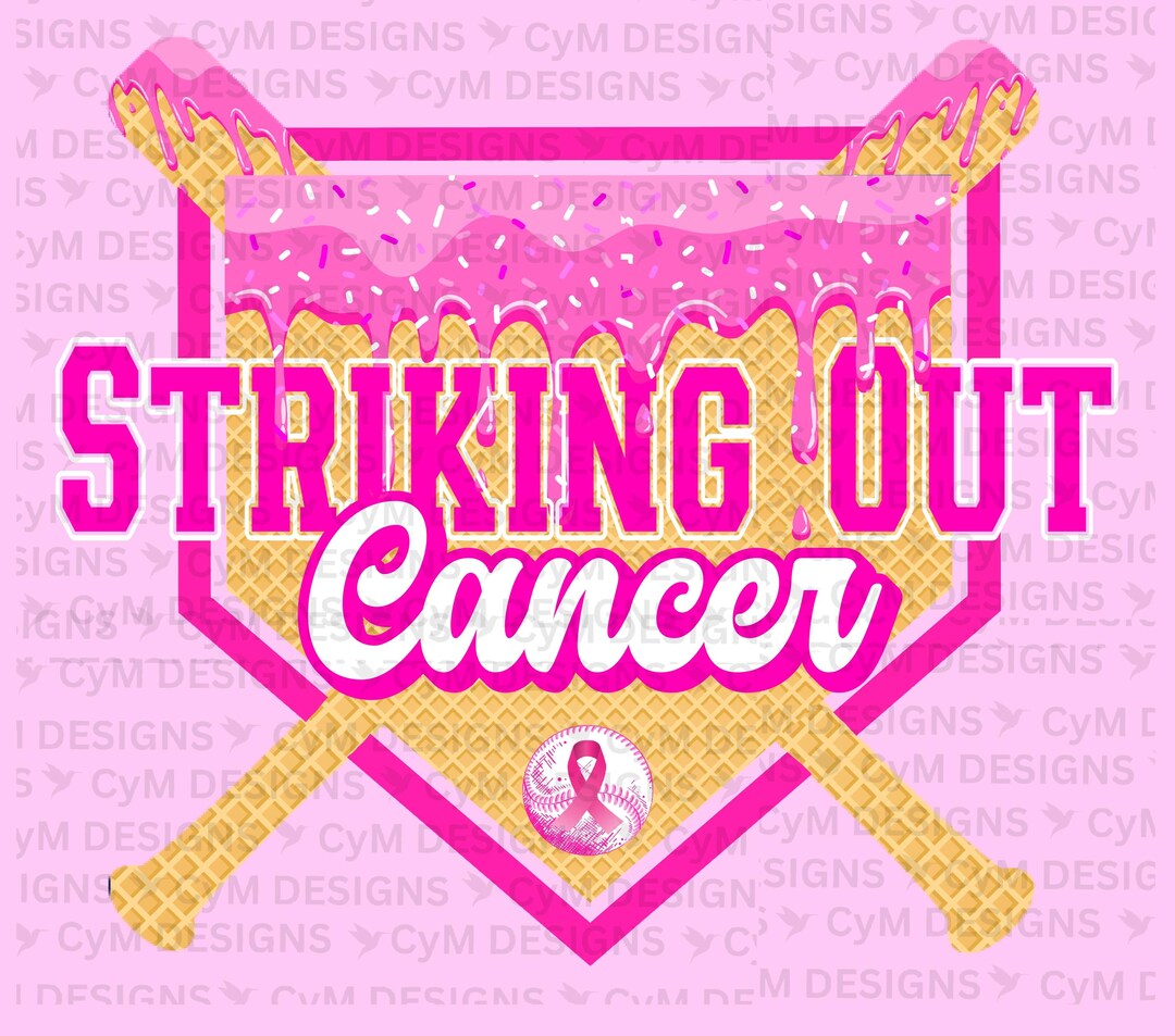 October Dripping Striking Out Cancer/strike Out Drip Baseball Breast Cancer Awareness ...