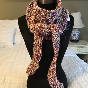 Hand Knit Merino Wool Scarf: Colorful Triangular Shawl