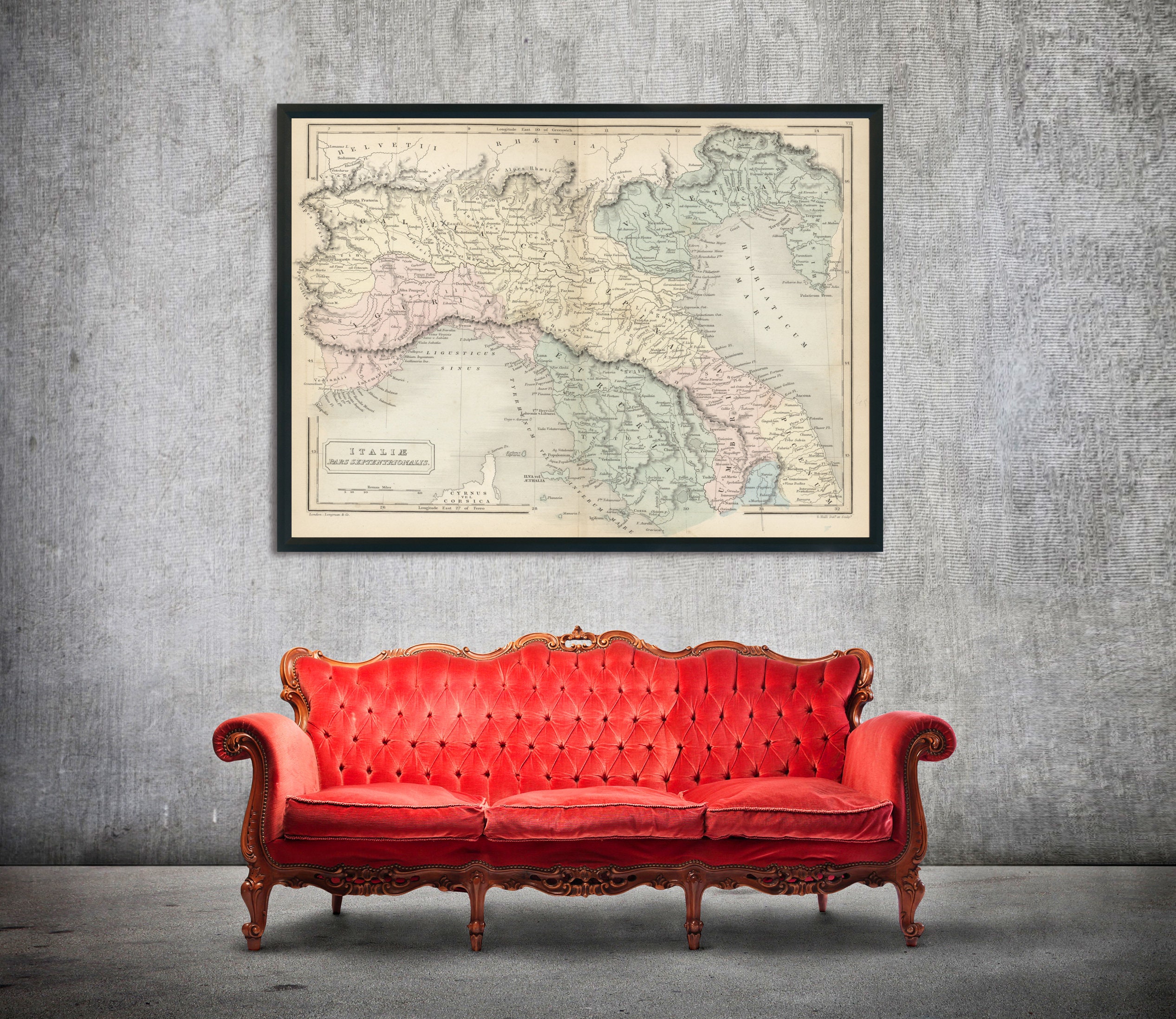 Italy North Map for Living Room for Cabinet Old Vintage - Etsy