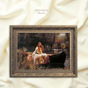 Arte con cornice - Stampa d'arte vintage di alta qualità, stampa in cornice / Arte vintageDecorazione da parete, John William Waterhouse - La dama di Shalott