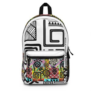 Vibrant Patterned Backpack - Trendy Bag for School, Travel, Gift, Kids, Teens, Unique Art Design