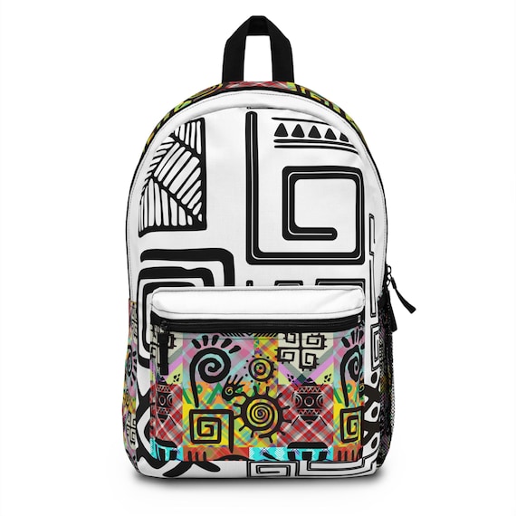 Vibrant Patterned Backpack - Trendy Bag for School, Travel  display picture 2