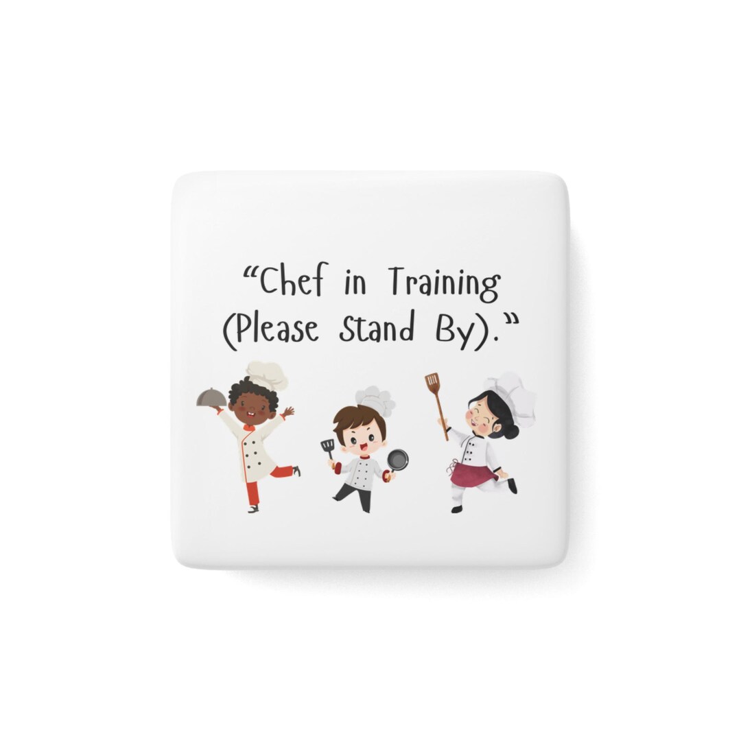 Chef in Training Porcelain Magnet | Square Kids Cooking Design - Etsy