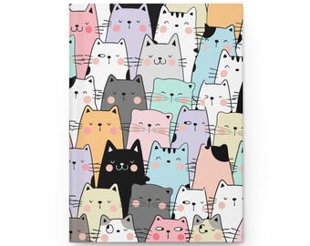 Cat-Themed Hardcover Journal, Colorful Kitty Design