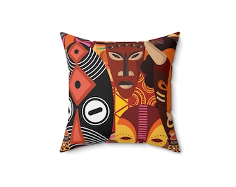 Tribal Art Square Pillow: Boho African Decor