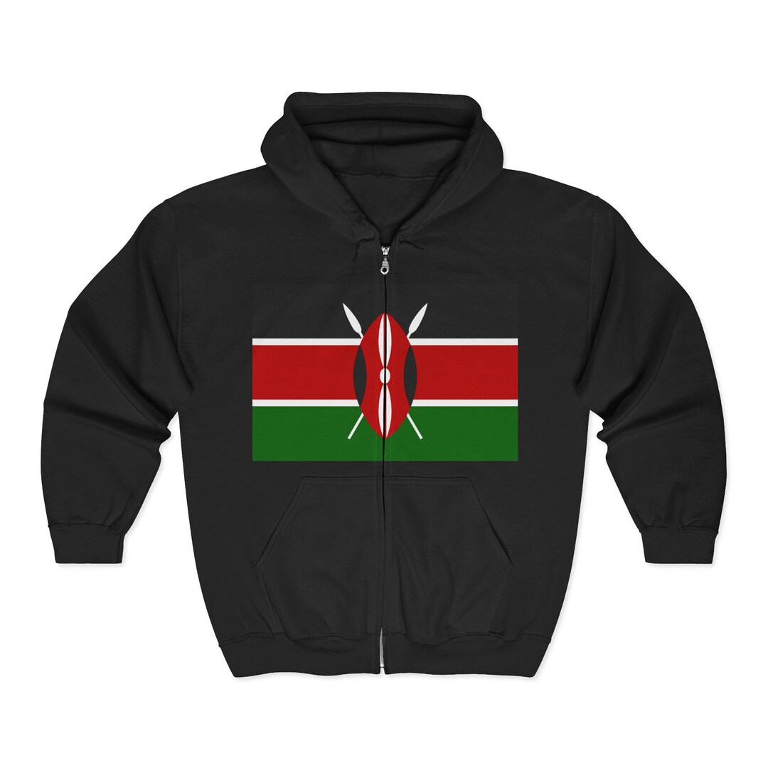 Kenya Flag Zip Hoodie | Kenyan Flag Full Zip Hooded Sweatshirt - Etsy