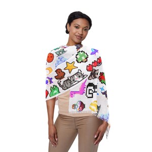 Colorful pixel Light Scarf for Fun Playful Style, Lightweight Fashion Accessory, Gift for Gamers, Versatile Scarf for Any Occasion, scarfs