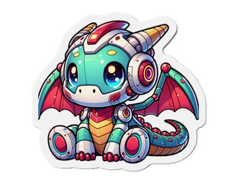 Kawaii Robotic Dragon Magnet: Whimsical Dragon Lover Gift