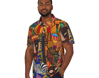 African Art Polo Shirt: Vibrant Tribal Print, Unisex Summer Wear
