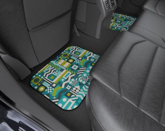 Geometric Car Mats: Colorful Auto Interior, Polyester Floor Mats