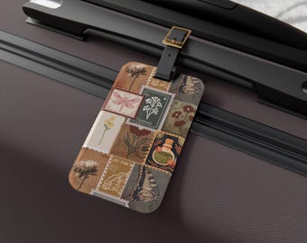 Vintage Floral Luggage Tag: Acrylic Travel Accessory