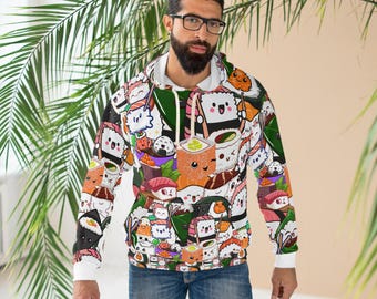 Cute Sushi Unisex Pullover Hoodie, Kawaii Hoodie, Foodie Gift, Anime Style Sweatshirt, Japanese Cuisine Apparel, Fun Streetwear, foodie gift