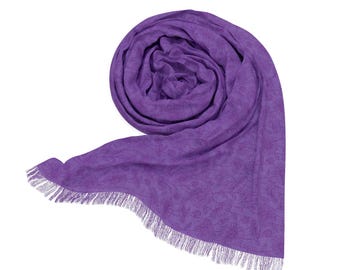 Purple Floral Print Scarf, Lavender Flower Shawl, Elegant Garden Accessory, Lilac Bloom Neck Wrap, Spring Summer Gift, floral scarf, flowers