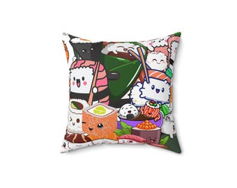 Cute Sushi Pillow, Whimsical Home Decor, Japanese Food Lovers Gift, Fun Throw Cushion, Kawaii Anime Accent Pillow, Gift for Foodies, foodie