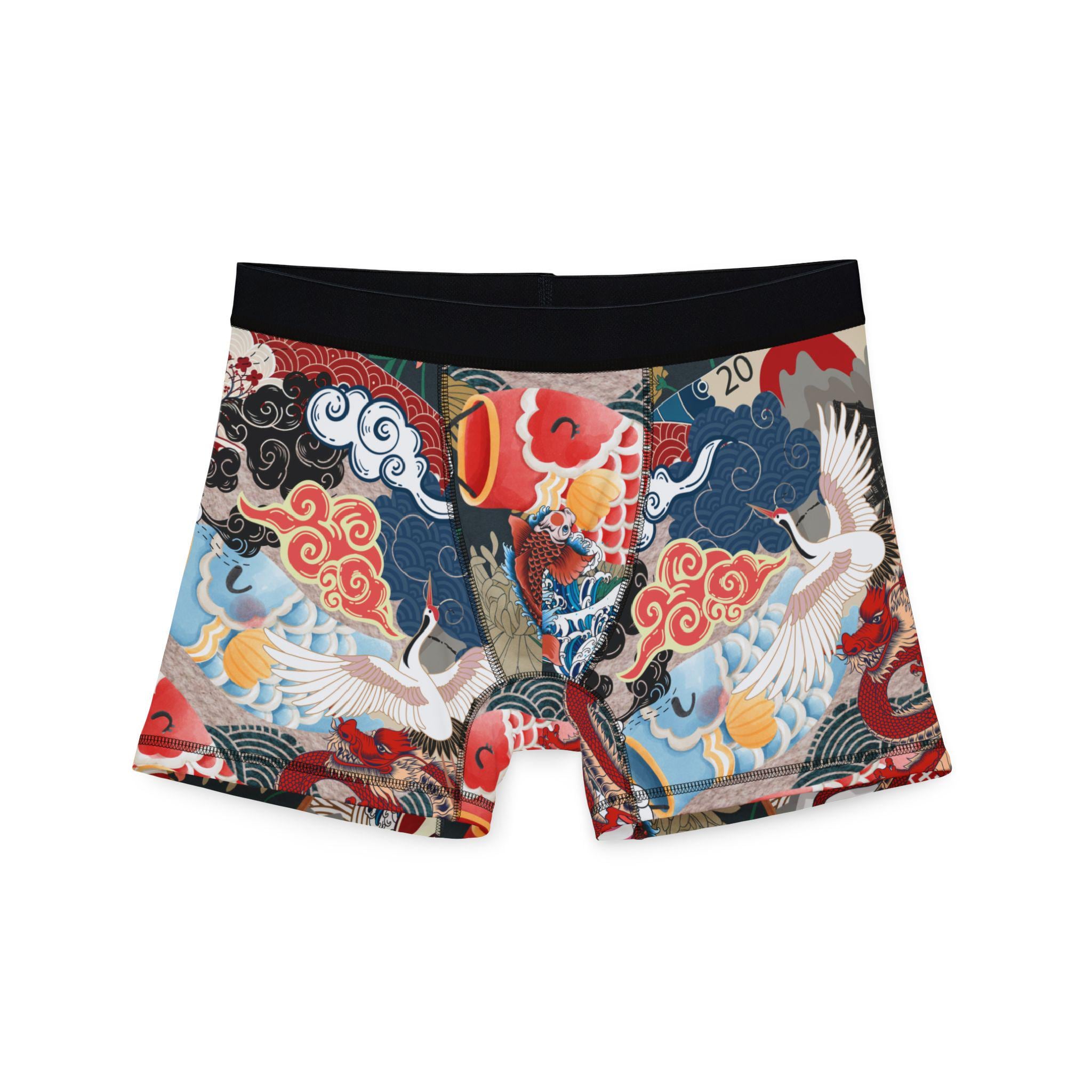 chinese boxer fish Koi Fish and Crane Pattern Boxers | Japanese Floral AOP