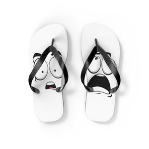 Funny Face Flip Flops, Comfy Beach Sandals, Summer Vibes Footwear, Vacation Essentials, Gift for Pool Party, unique sandals, fun gifts,
