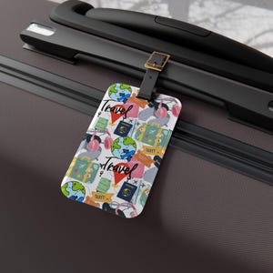 Travel-Themed Luggage Tag, Perfect for Adventurers, Gift for Travelers, Vacation Essentials, Customizable Travel Accessory, Airport Ready