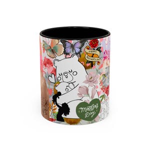 Colorful Mother&#39;s Day Accent Coffee Mug, Perfect Gift for Moms, Floral Design, Happy Mother&#39;s Day, Best Mom, Unique Coffee Cup, mothers, mom