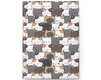 Cute Cat Pattern Hardcover Journal for Cat Lovers, Daily Planner, Sketchbook, Gift for Birthdays, Stationery Addict, cat lovers, cutesy, cat