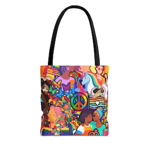 Colorful Tote Bag for Women Who Love Women, lesbian, LGBTQ Pride Gift, Rainbow Tote, Beach Bag, Shopping Bag, LGBTQ+ Tote, Pride Parade Bag