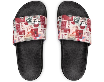 Men's Removable Strap Sandals: Japan Stamps Print, Summer Beach Wear