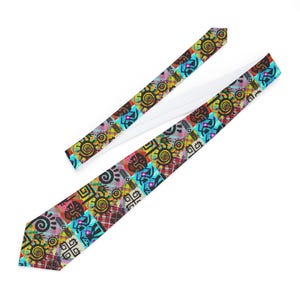 Vibrant Abstract Necktie, Unique tie, Stylish Gift for Father&#39;s Day, Weddings, and Parties, Colorful Fashion Accessory, bold print, ethnic