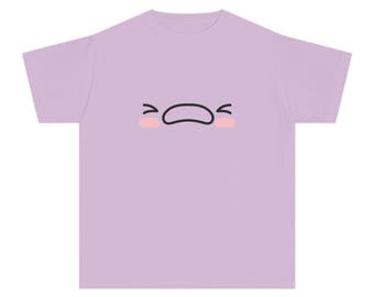 Youth Midweight Tee: Orange Cotton T-Shirt with Sad Face