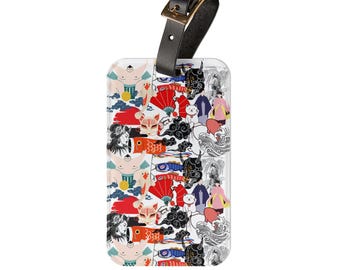 Colorful Japanese Art Luggage Tag: Acrylic Travel Accessory