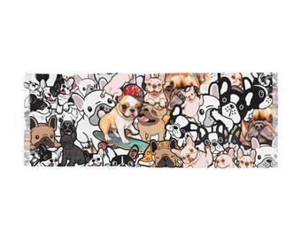 French Bulldog Print Scarf: Lightweight Polyester Dog Lover Gift