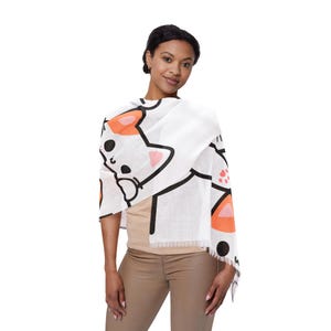 Cute Cat Print Light Scarf, Adorable Cat Scarf, Lightweight Pet Scarf, Cat Lover Accessory, Gift for Cat Lovers, feline lovers, cat scarf,