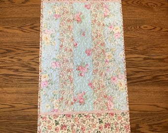 Spring/Summer Patchwork Machine Quilted Table Runner 16" x  42"