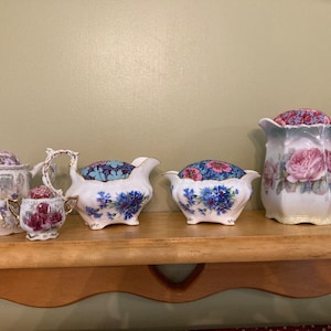Unique Repurposed Pin Cushion Pitchers and Bowls