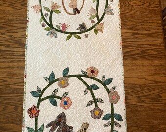 Easter/Spring Machine Quilted Appliqued Table Runner 20 1/4" x 43 1/2"