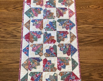 Patchwork Machine Appliqued Machine Quilted Table Runner  16 1/2” x 36 1/4”