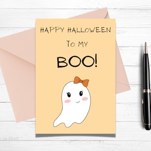 Carte d'Halloween mignonne, joyeux Halloween à mon Boo, carte d'Halloween drôle, carte pour un autre significatif, cartes imprimables, carte pour partenaire