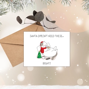 Carte de Noël drôle, Noël de chat, cartes de vacances drôles, carte de Noël imprimable, téléchargement numérique, cartes Fat Cat, cadeaux pour les amoureux des chats