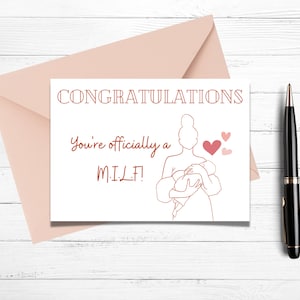 Funny New Baby Card Digital, Congratulations You&#39;re Officially a MILF, Funny Congratulations Card, Card For New Moms, Baby Congratulations