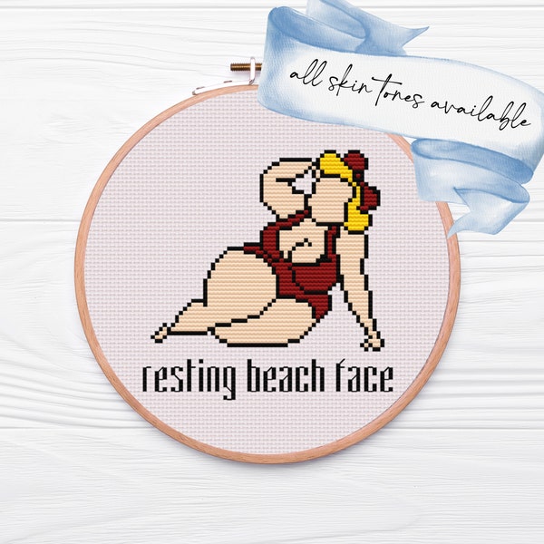 Resting Beach Face Custom/Personalize Cross Stitch Pattern - PDF Download
