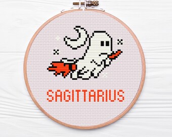 Sagittarius Zodiac Ghost Cross Stitch Pattern - PDF Download