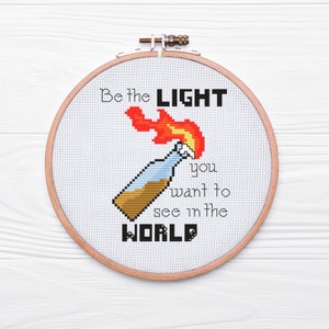 Be the Light You Want to See In the World Cross Stitch Pattern, PDF Download, Funny Protest Inspired Embroidery, DIY Feminist Craft