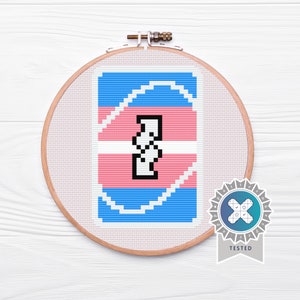 Uno-kaart: kruissteekpatroon transgender vlag, pdf-download